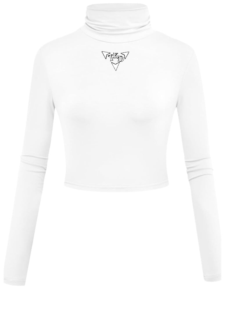 Women Crop Top Turtleneck Long Sleeve
