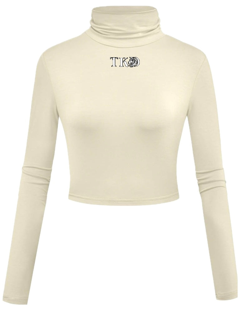 Women Crop Top Turtleneck Long Sleeve