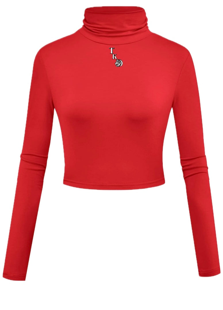 Women Crop Top Turtleneck Long Sleeve