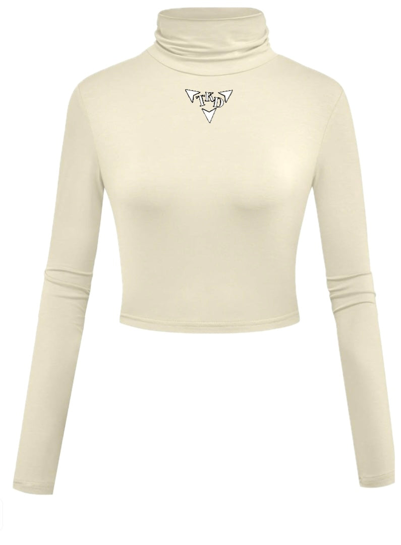 Women Crop Top Turtleneck Long Sleeve