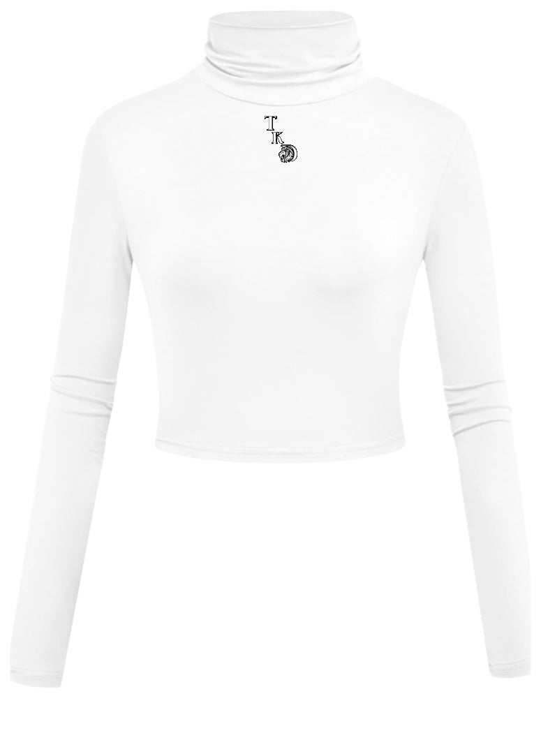 Women Crop Top Turtleneck Long Sleeve