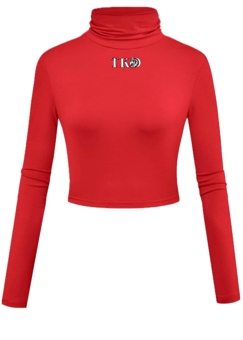 Women Crop Top Turtleneck Long Sleeve
