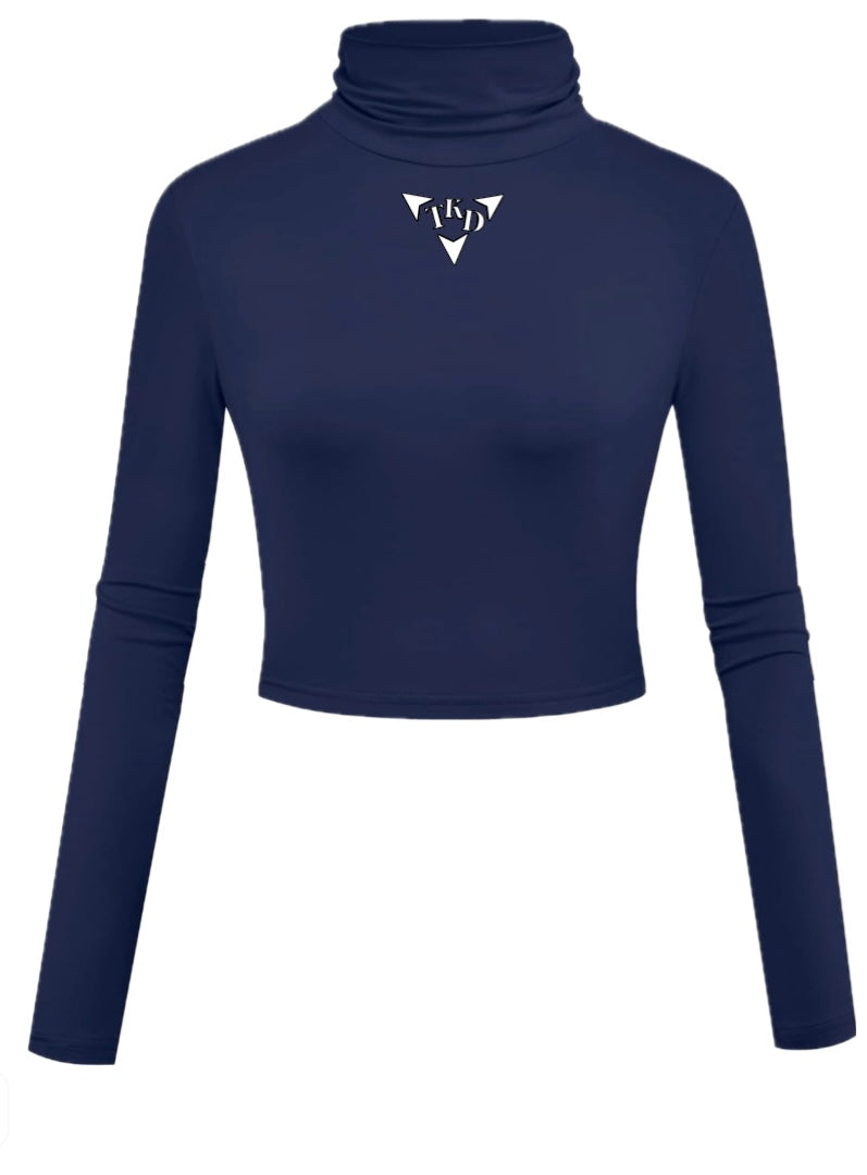 Women Crop Top Turtleneck Long Sleeve