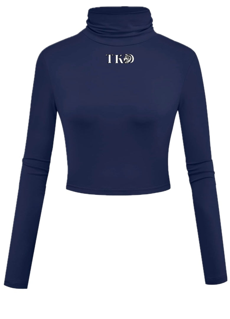 Women Crop Top Turtleneck Long Sleeve