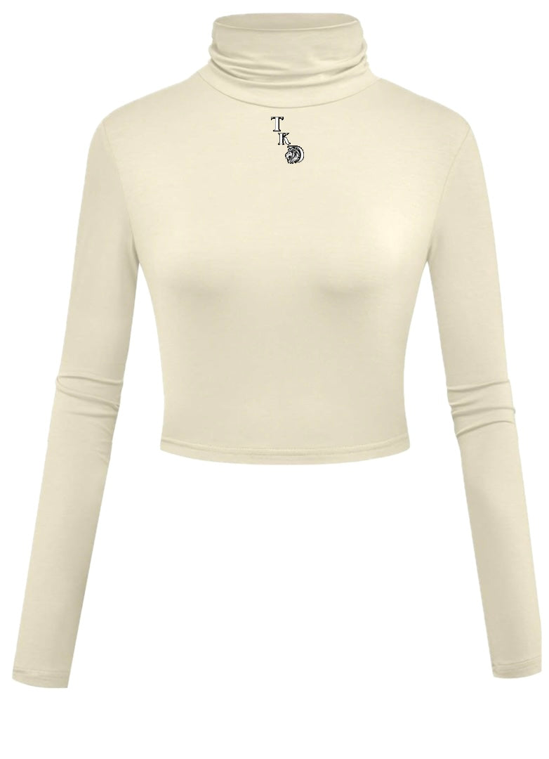 Women Crop Top Turtleneck Long Sleeve