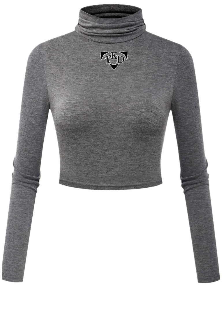 Women Crop Top Turtleneck Long Sleeve