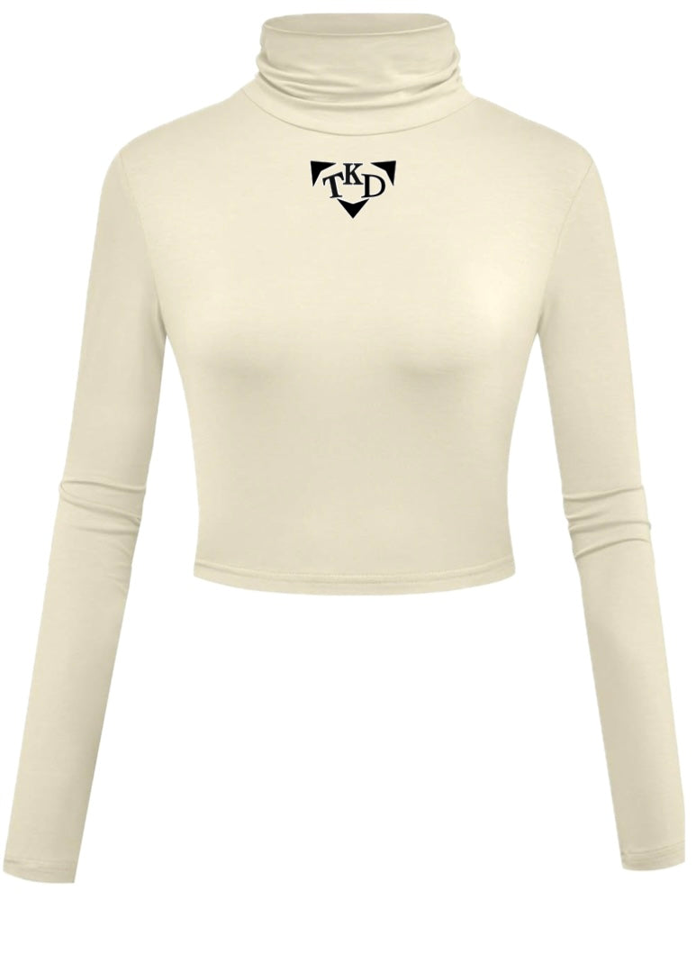 Women Crop Top Turtleneck Long Sleeve